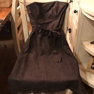 Banana Republic eyelet brown strapless dress.
